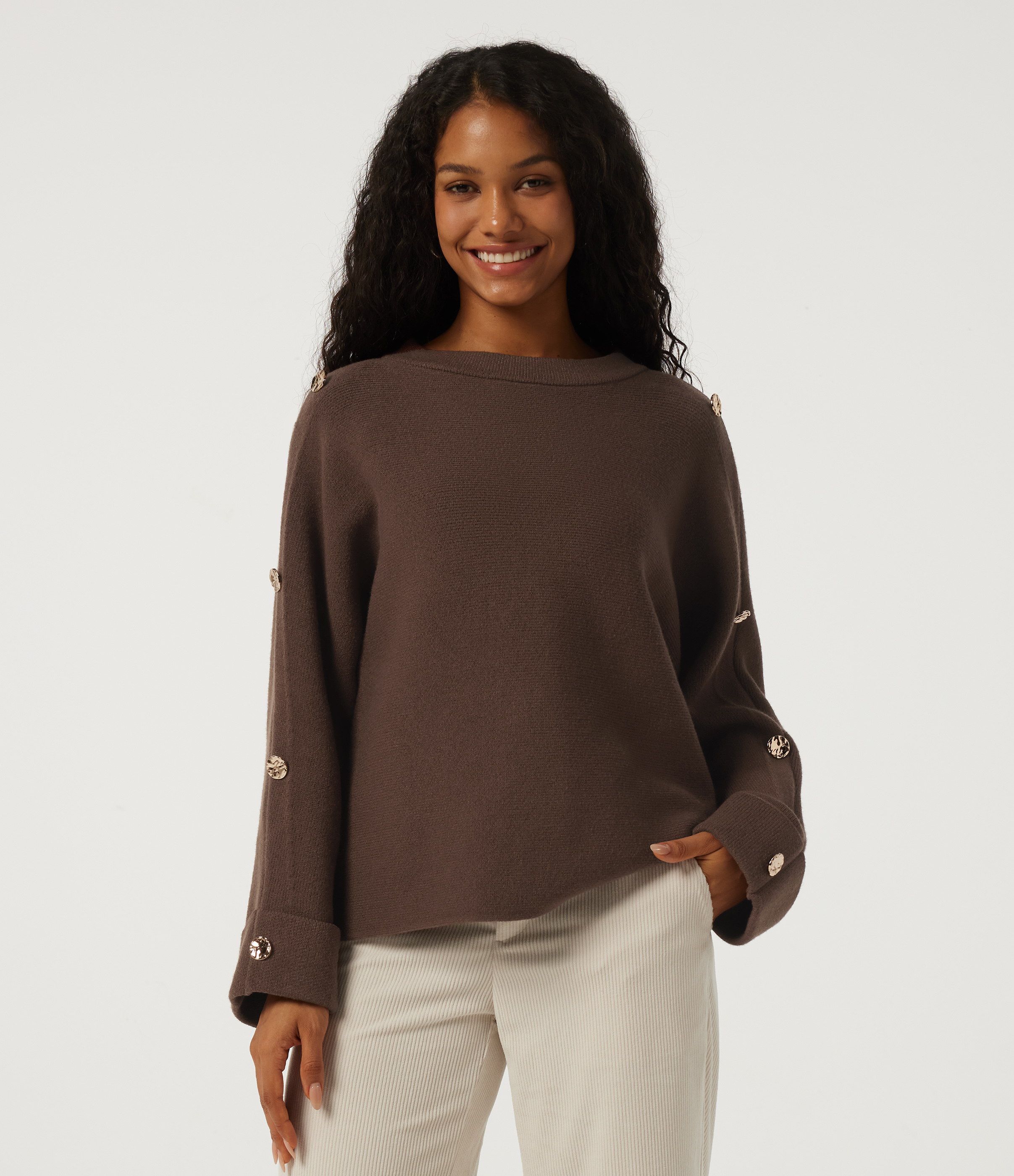 Round Neck Long Sleeve Work Sweater