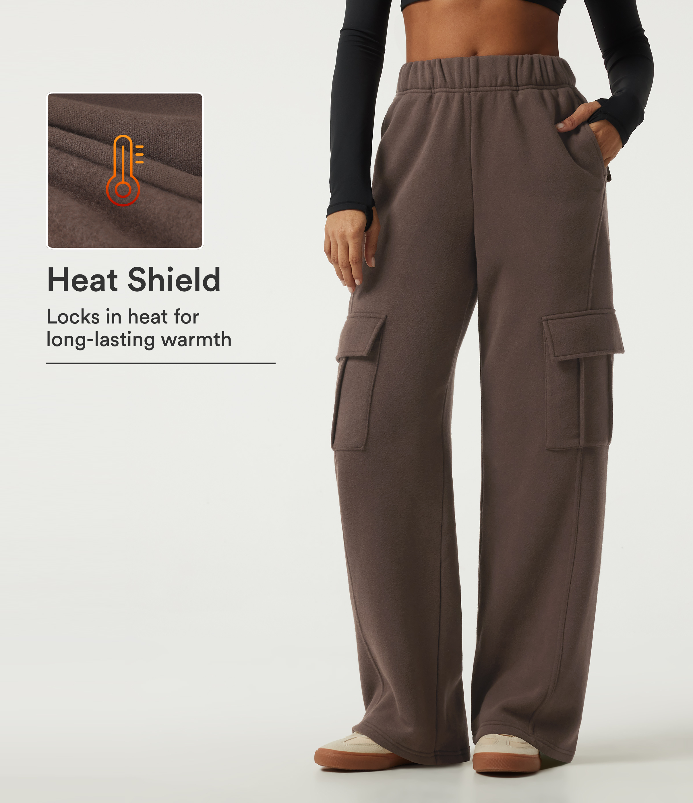 High Waisted Baggy Fleece Casual Sweatpants with Pockets