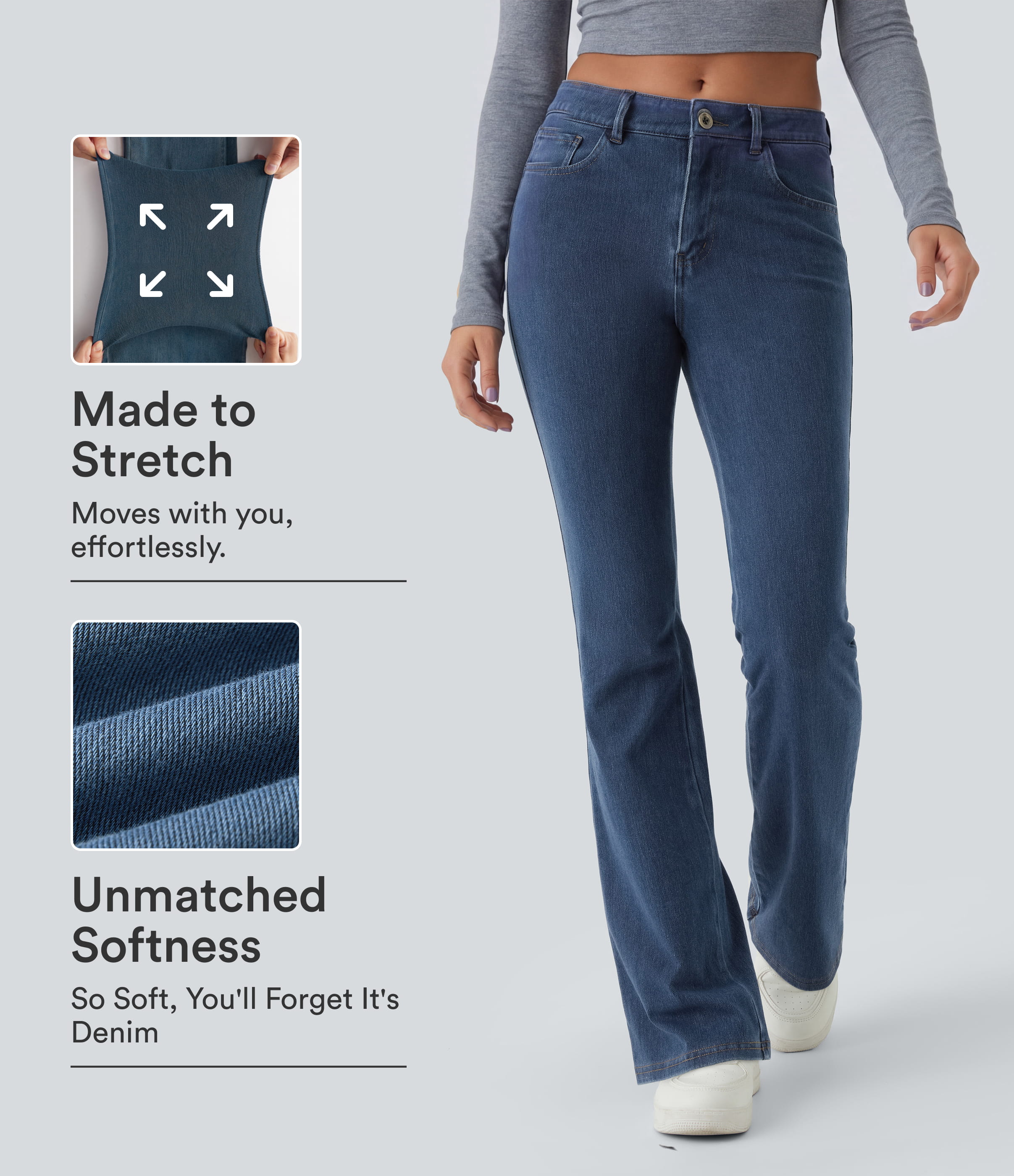 Halara Flex™ Mid Rise Pockets Casual Bootcut Jeans