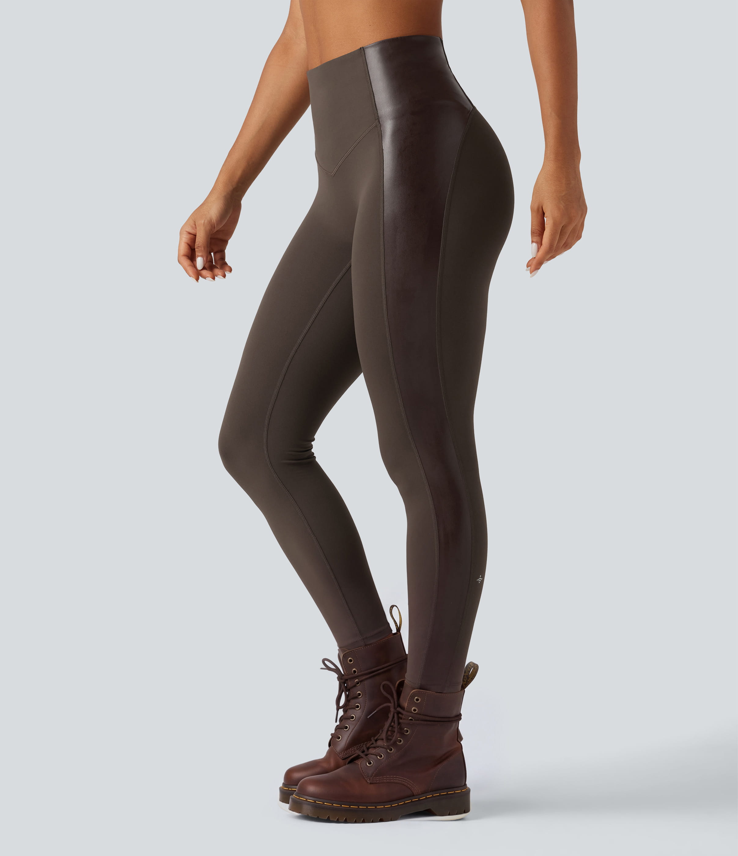 Halara UltraSculpt™ High Waisted Stretchy PU Tummy Control Yoga Leggings with Pocket