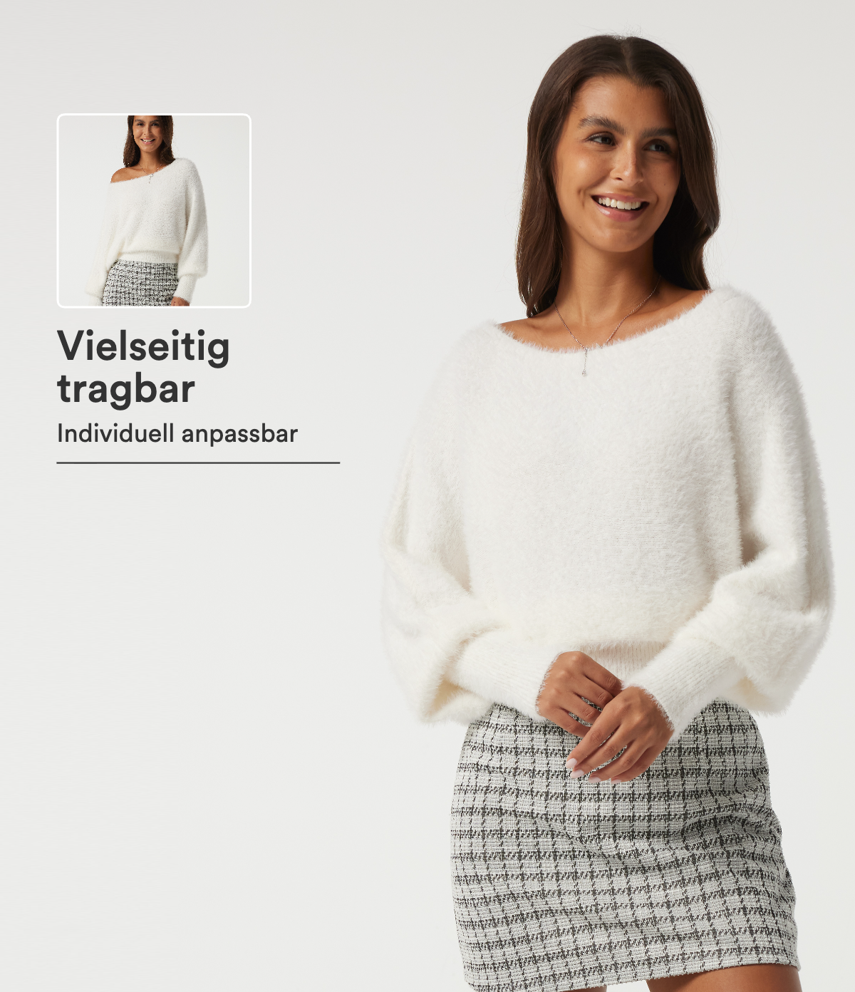 Lässiger, schulterfreier Pullover mit langen Bischofsärmeln