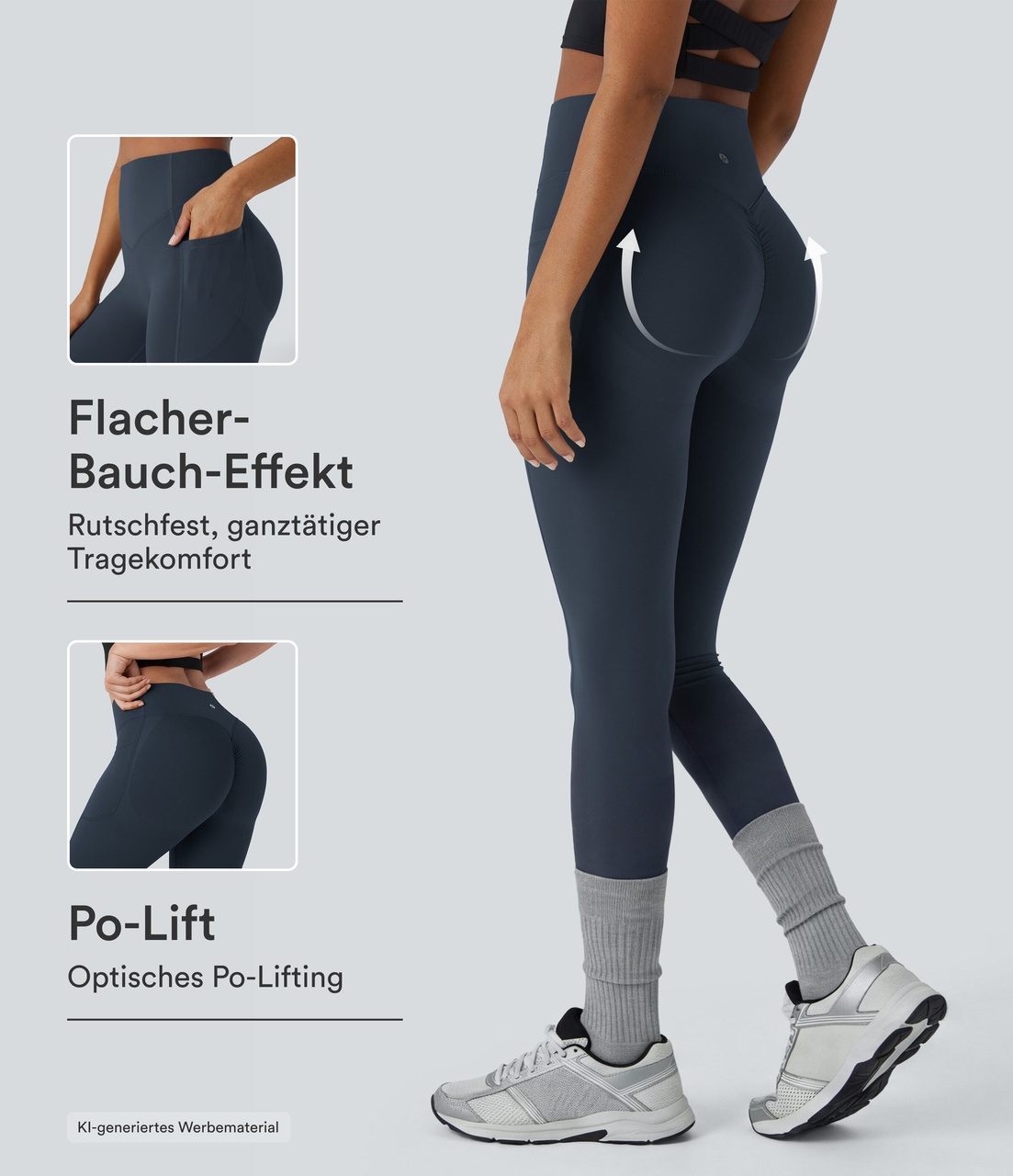 Halara UltraSculpt™ - Formende Workout-Leggings mit hohem Bund, Seitentaschen, Booty-Scrunch und Bauchkontrolle