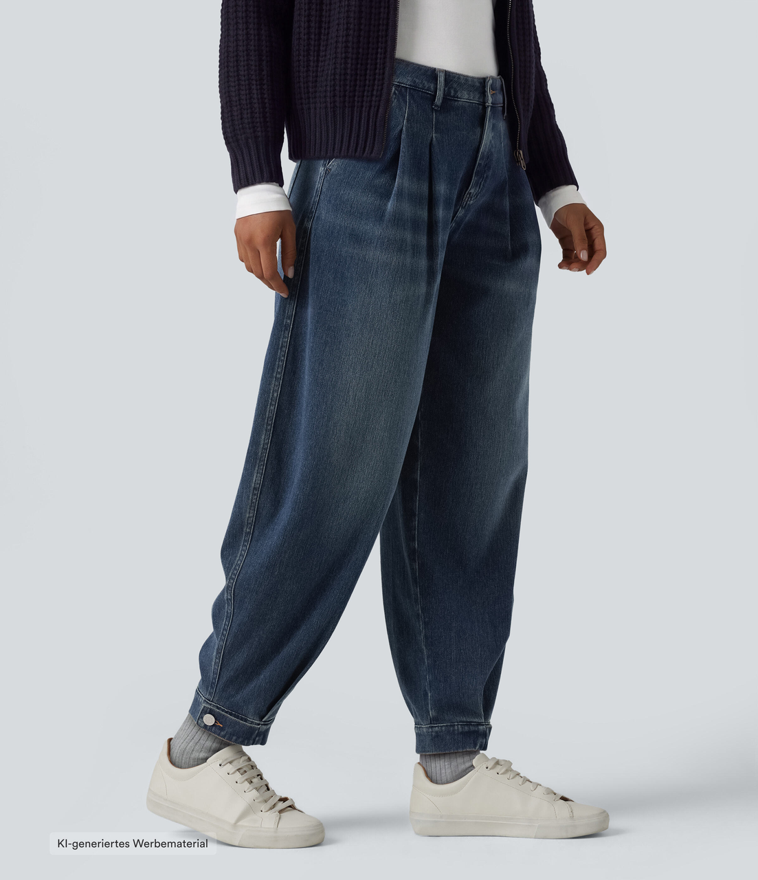 Halara Flex™ - Lässige Ballon-Joggers aus Denim mit mittelhohem Bund und mehreren Taschen